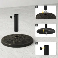 Outsunny Resin Round Patio Umbrella Stand Base Coated Pole Market Garden Umbrella Holder Parasol Holder Bronze(m-7)