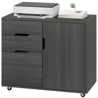 HOMCOM Filing Cabinet with File Drawer File Cabinet with Adjustable Shelf and 3 Drawers Black(m-2)