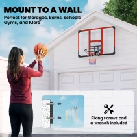 Soozier Wall Mounted Basketball Hoop with Shatter-Resistant Backboard, Solid Rim and All-Weather Net for Indoor and Outdoor Use(m-4)