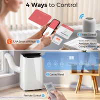 HOMCOM 14000 BTU 5-in-1 Portable Air Conditioner with Cool, Heat, Dehumidifier, Fan, Sleep, WiFi Voice Control, White(m-6)