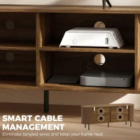 HOMCOM TV Stand for TVs up to 60", Modern Entertainment Center with Curved Sliding Doors, Walnut Brown(m-6)