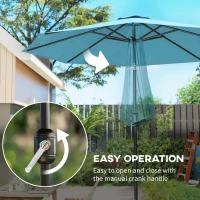 Outsunny 10' x 8' Round Market Umbrella, Patio Umbrella with Crank Handle and Tilt, Outdoor Parasol for Garden, Sky Blue(m-5)