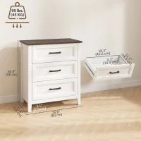 HOMCOM Dresser for Bedroom with 3 Drawers Storage Chest of Drawers for Living Room, Closet, Laundry, Entryway(m-3)
