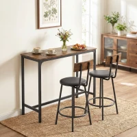 HOMCOM Bar Table Set Counter Height Barstools Set of 2 PU Cushioned Seats Rustic Brown(m-8)