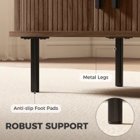 HOMCOM Coffee Table with Sliding Tambour Doors and Storage Center Table with Metal Legs, 39", Brown(m-7)