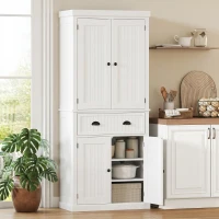 HOMCOM 72" Kitchen Pantry, Freestanding Storage Cabinet with Drawer, Doors, White(m-1)
