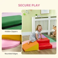 Qaba 6-Piece Soft Play for 12-36 Months Toddlers to Climb, Crawl, Slide, Red, Pink(m-7)