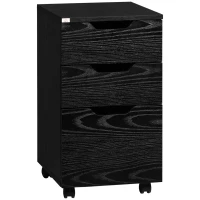 HOMCOM 3 Drawer Mobile File Cabinet, Rolling Printer Stand, Vertical Filing Cabinet, Black Wood Grain(m-1)