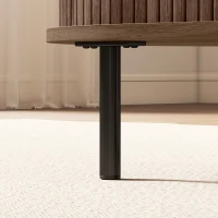 HOMCOM Coffee Table with Sliding Tambour Doors and Storage Center Table with Metal Legs, 39", Brown(m-11)