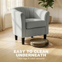 HOMCOM Accent Chair Modern Upholstered Living Room Chair with Ottoman and Pocket Spring Cushion Grey(m-7)