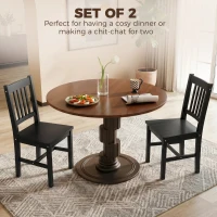 HOMCOM Dining Chairs Set of 2, Kitchen Chair with Slat Back, Pine Wood Structure for Living Room and Dining Room, Black(m-4)