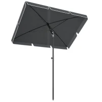 Outsunny 6.5x4ft Rectangle Patio Umbrella Aluminum Tilt Adjustable Garden Parasol Sun Shade Outdoor Canopy Grey(m-2)