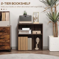 HOMCOM Wood Small Bookshelf 2 Tier Storage Rack Chest Unit Home Office Furniture Walnut(m-4)