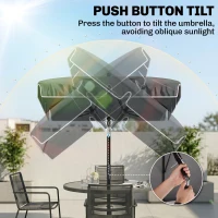 Outsunny 6.5x4ft Rectangle Patio Umbrella Aluminum Tilt Adjustable Garden Parasol Sun Shade Outdoor Canopy Grey(m-6)