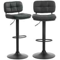 HOMCOM Bar Stools Set of 2, Swivel Counter Height Barstools with Adjustable Height, Back and Footrest, PU Leather Bar Chairs(m-12)