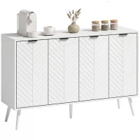 HOMCOM Modern Sideboard and Buffet, Dining Room Cabinet with Adjustable Shelves and 4 Doors, White(m-9)