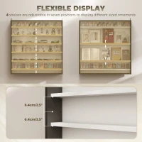 HOMCOM 7-Tier Display Cabinet, Shot Glass Display Case, Glass Curio Cabinet with Glass Doors, Black and White(m-4)