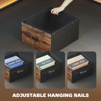 HOMCOM 76" Gaming Desk, Computer Table with RGB Lights, USB Ports, Monitor Stand and 2 Fabric Drawers, Rustic Brown(m-5)