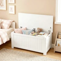 HOMCOM Large Storage Box Storage Trunk Cabinet Container with Lid and 2 Safety Hinges, White(m-7)