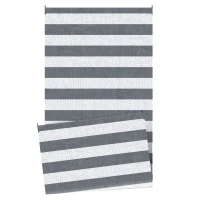 Outsunny Reversible Outdoor Rug, 9' x 18' Waterproof Plastic Straw Floor Mat, Portable RV Camping Carpet, Large Floor Mat for Backyard, Deck, Picnic, Beach, Gray & White Striped(m-11)