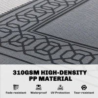 Outsunny Outdoor Rug for Patio, 9' x 12' Waterproof Large Mat, Reversible Plastic Straw Rug for Decor, Portable Outside RV Camping Area Carpet Mat for Backyard Porch Deck Picnic, Black & Gray Border(m-4)