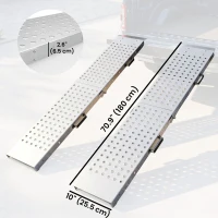 HOMCOM Folding Loading Ramps, 2 PCS 70.9" x 10" Motorcycle ATV Trailer Truck Ramps with 880 lb Total Capacity, Handles, Silver(m-3)