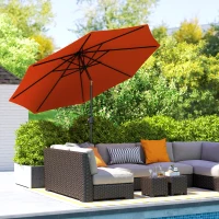 Outsunny 10' x 8' Round Market Umbrella, Patio Umbrella with Crank Handle and Tilt, Outdoor Parasol for Garden, Orange(m-1)