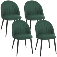 HOMCOM Modern Dining Chairs Set of 4, Upholstered Dining Room Chairs with Metal Legs, Shell Backrest, Padded Seat, Green(m-9)