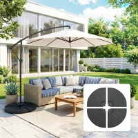 Outsunny 4PCs Cantilever Umbrella Base Weights for Offset Banana Parasol, Wicker Effect HDPE Water or Sand Filled Patio Umbrella Weights with Built-in Handles, Black(m-1)