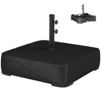 Outsunny Garden Parasol Base 176 lbs Sand Filled Heavy Duty Stand for Cantilever Umbrellas and 1.89" Poles Black(m-9)