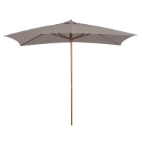 Outsunny 7' x 10' Wooden Patio Umbrella, Rectangle Garden Parasol, Outdoor Sunshade Canopy with Bamboo Ribs for Garden, Grey(m-9)