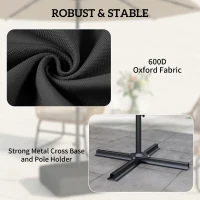 Outsunny Garden Parasol Base 176 lbs Sand Filled Heavy Duty Stand for Cantilever Umbrellas and 1.89" Poles Black(m-6)