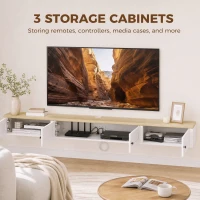 HOMCOM Floating TV Stand for TVs up to 82 Inch, Modern Wall Mounted Media Console with Power Outlets, White(m-6)