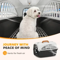 PawHut Airline Approved Pet Carrier for Mini Dogs and Cats with Steel Wire Door, Water Bowl, for Car, Airplane, Outdoor, Balck(m-6)