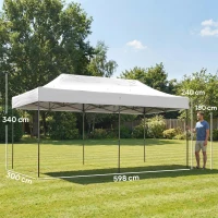 Outsunny 10 x 20 ft Pop Up Canopy Tent, Heavy Duty UPF50+ Outdoor Portable Instant Canopy Shelter with Wheeled Bag, White(m-8)