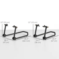 HOMCOM Convertible Motorcycle Stand, Front & Rear Motorcycle Lift with 3 Types of Adaptors, Universal Paddock Lift Stand, Black(m-3)