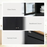 HOMCOM 72" Freestanding Kitchen Pantry Cabinet, Tall Storage Cabinet with Glass Doors, Drawer and Adjustable Shelves for Dining Room, Black(m-4)