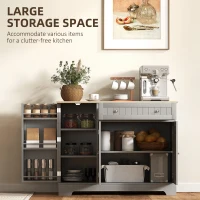 HOMCOM Modern Sideboard Cabinet, 41" Kitchen Buffet Cabinet with Drawer, Adjustable Shelf, 3 Doors for Dining Room, Grey(m-4)