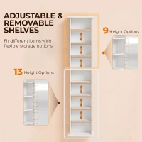 HOMCOM 9-Tier DVD Shelf with 7 Adjustable Shelves, Slim CD Shelf, Holds 252 CDs, 147 DVDs or 189 Blu-rays, White(m-5)