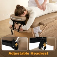 HOMCOM Height Adjustable Professional Salon Spa Facial Couch Bed, Portable Folding Massage Table, Light Brown(m-5)