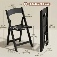 HOMCOM 4 Pack Folding Chairs, Foldable Resin Chair with Padded Seat, Portable Indoor Outdoor Seat for Office Events Dining(m-3)