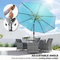 Outsunny 10' x 8' Round Market Umbrella, Patio Umbrella with Crank Handle and Tilt, Outdoor Parasol for Garden, Sky Blue(m-4)