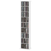 HOMCOM 9-Tier DVD Shelf with 7 Adjustable Shelves, Slim CD Shelf, Holds 252 CDs, 147 DVDs or 189 Blu-rays, White(m-2)