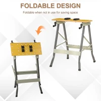 DURHAND Foldable Work Bench w/ 4 Adjustable Clamps, Carpenter Saw Table(m-4)