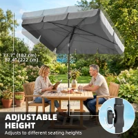 Outsunny 6' x 4' Patio Umbrella with Tilt, Rectangular Outdoor Umbrella for Garden, Grey(m-4)