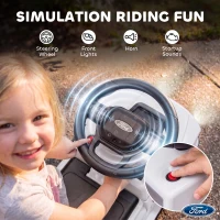 Qaba 3 In 1 Licensed Ford Kids Push Car with Push Handle, Horn, Sound, Secure Bar, Storage, for Toddlers 18-36 Months, White(m-6)