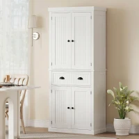 HOMCOM 72" Kitchen Pantry, Freestanding Storage Cabinet with Drawer, Doors, White(m-9)