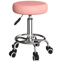 Vinsetto Hydraulic PU Barber Rolling Massage Tattoo Chair, Adjustable Swivel Salon Stool, Pink(m-13)
