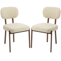 HOMCOM Upholstered Linen Fabric Kitchen Chairs, Modern Dining Chairs Set of 2 with Metal Legs, Beige(m-2)