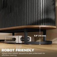 HOMCOM Sideboard Buffet Cabinet with Curved Tambour Doors, Thick Tabletop and Arc Metal Legs Brown and Black(m-7)